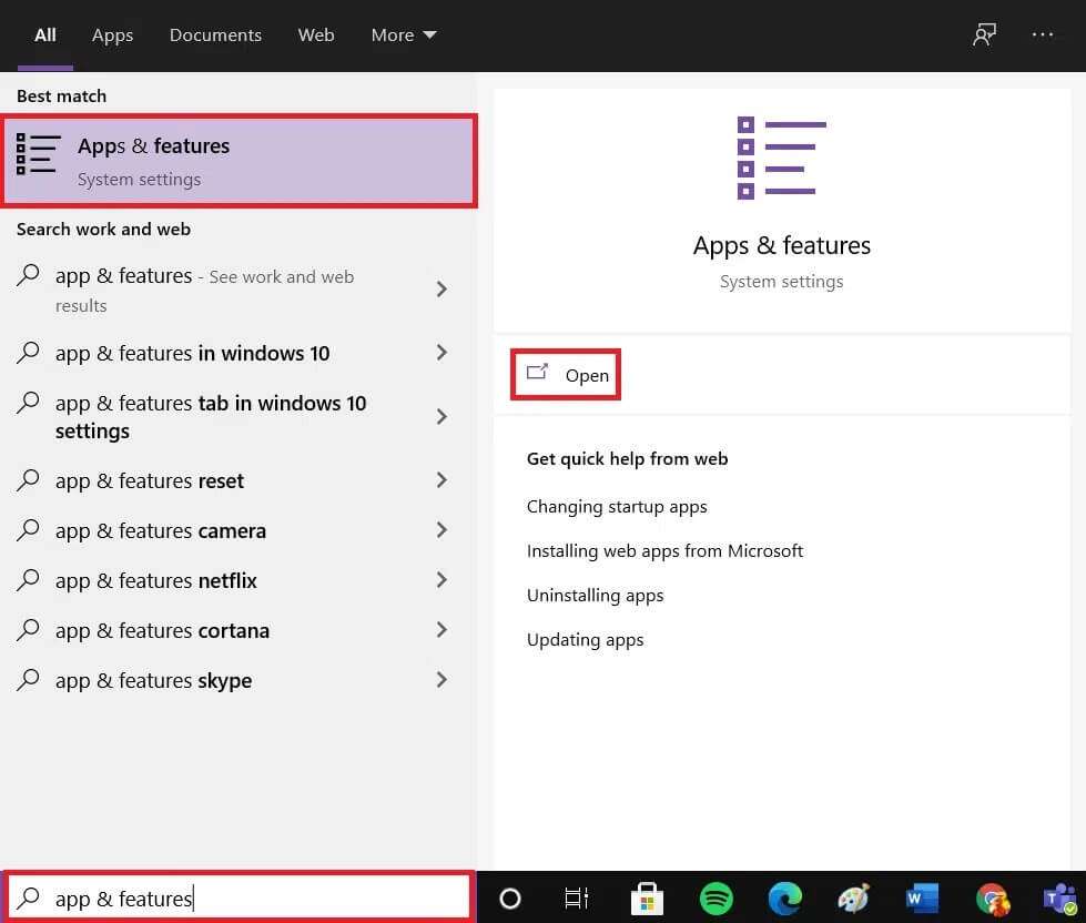 in-a-search-bar-type-apps-and-features-and-click-on-1-979x832 إصلاح شاشة الموت الصفراء على Windows 10