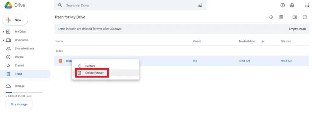 in-the-trash-menu-select-the-file-and-right-click-1024x374-1-1024x374 كيفية إزالة الملفات المكررة في Google Drive