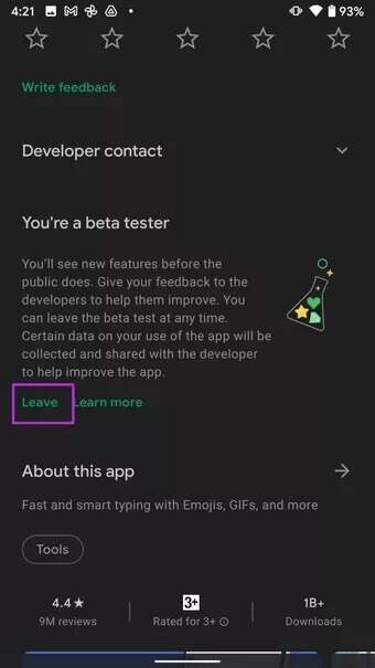 leave-gboard-beta_7c4a12eb7455b3a1ce1ef1cadcf29289-340x605 أفضل 7 طرق لإصلاح توقف لوحة مفاتيح Android (AOSP)