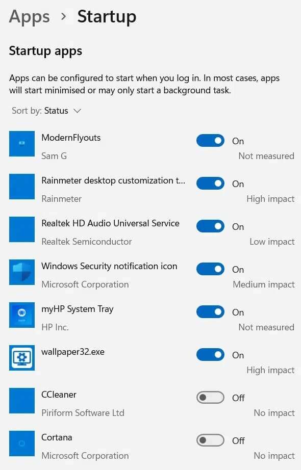 list-of-startup-apps-590x922 كيفية تعطيل برامج بدء التشغيل في Windows 11