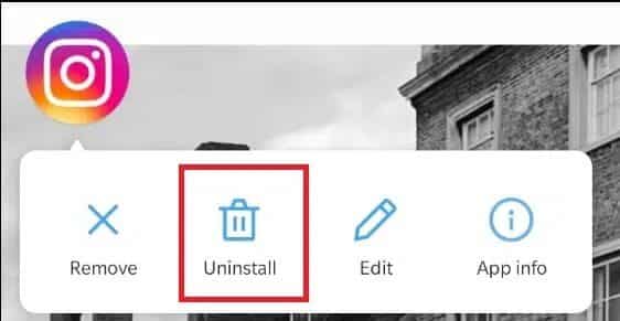 long-press-instagram-app-on-your-device-and-tap-un إصلاح محاولة تسجيل الدخول المشبوهة في Instagram