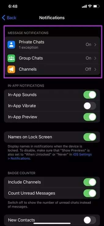 message-notification-menu_7c4a12eb7455b3a1ce1ef1cadcf29289-340x736 أفضل 9 طرق لإصلاح عدم عرض Telegram الإشعارات على iPhone