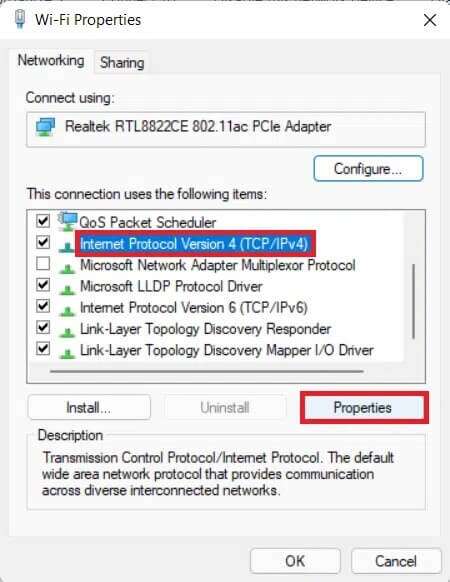 network-adapter-properties-450x582 كيفية تغيير خادم DNS على Windows 11