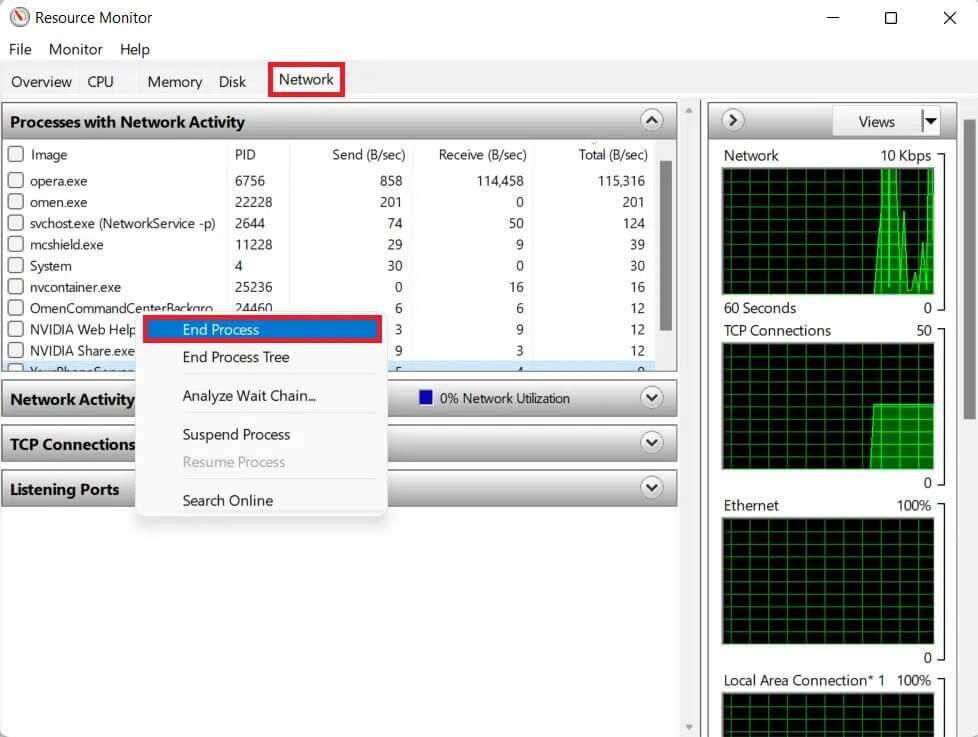 network-tab-in-resource-monitor-window-978x737 كيفية زيادة سرعة الإنترنت في Windows 11