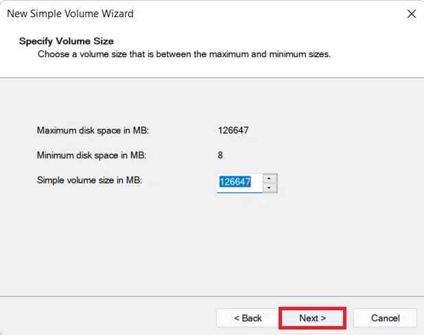 new-simple-volume-wizard-1-618x488 كيفية تقسيم محرك القرص الصلب في Windows 11