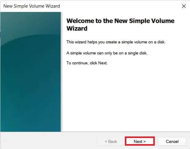 new-simple-volume-wizard-621x488 كيفية تقسيم محرك القرص الصلب في Windows 11