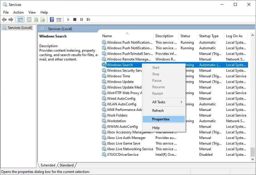 now-click-on-properties-866x593 قائمة بحث ابدأ على Windows 10 لا تعمل إليك كيفية إصلاحها