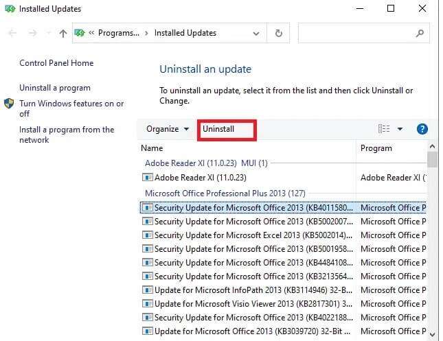 now-in-the-installed-updates-window-click-on-the-645x497 قائمة بحث ابدأ على Windows 10 لا تعمل إليك كيفية إصلاحها