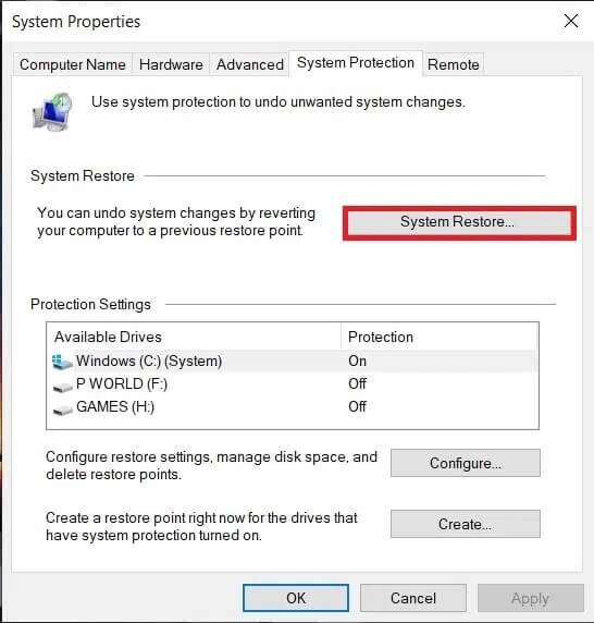 now-select-system-restore-as-highlighted-below--546x572 إصلاح شاشة الموت الصفراء على Windows 10