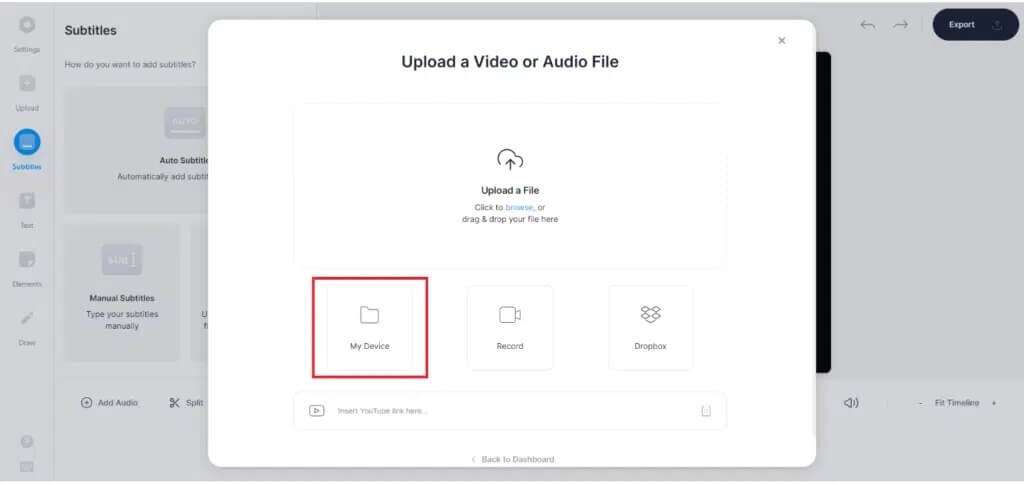 now-upload-your-video-file-click-on-my-device-op-1024x484-1-1024x484 كيفية إضافة الترجمة إلى الفيلم بشكل دائم
