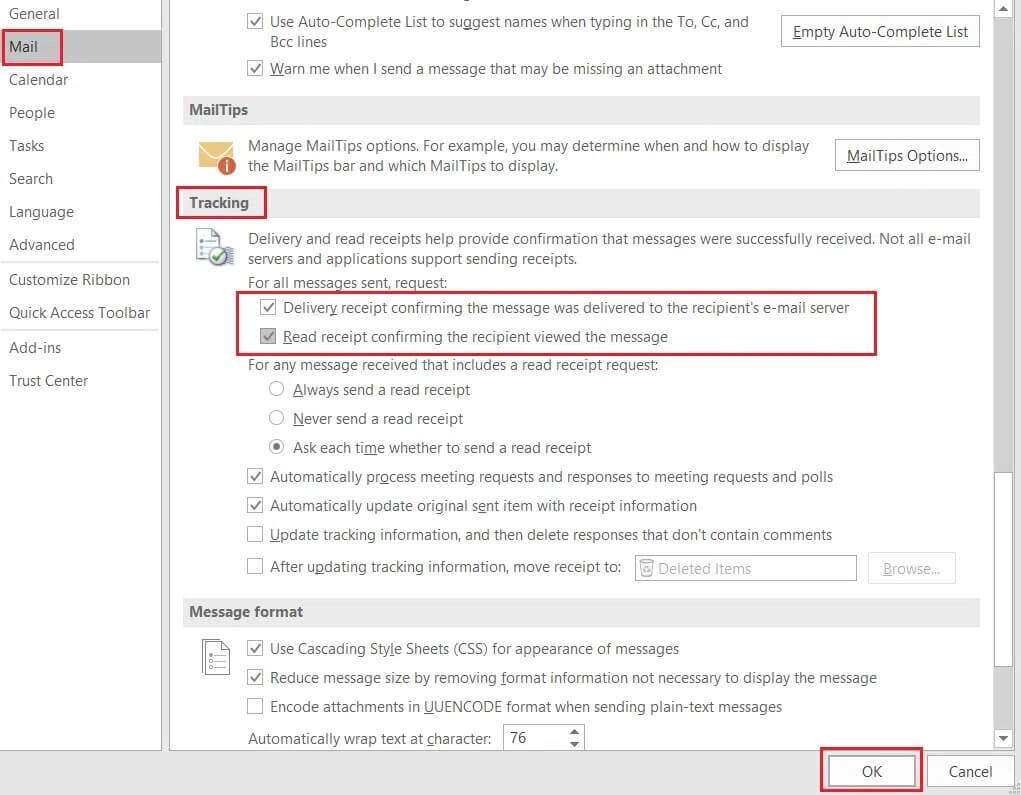 outlook-mail-tracking-section-check-both-options-Delivery-receipt-confirming-the-message-was-delivered-to-the-recipients-e-mail-server-and-Read-receipt-confirming-th-1021x795 كيفية إيقاف تشغيل إيصال قراءة البريد الإلكتروني في Outlook