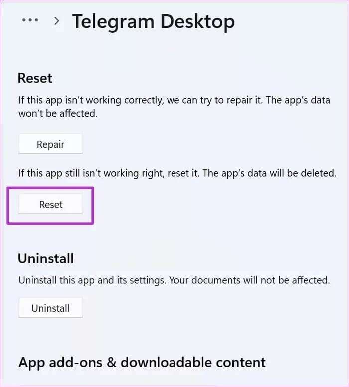 reset-telegram_935adec67b324b146ff212ec4c69054f-700x777 أفضل 8 طرق لإصلاح تعطل Telegram على Windows 10 و Windows 11