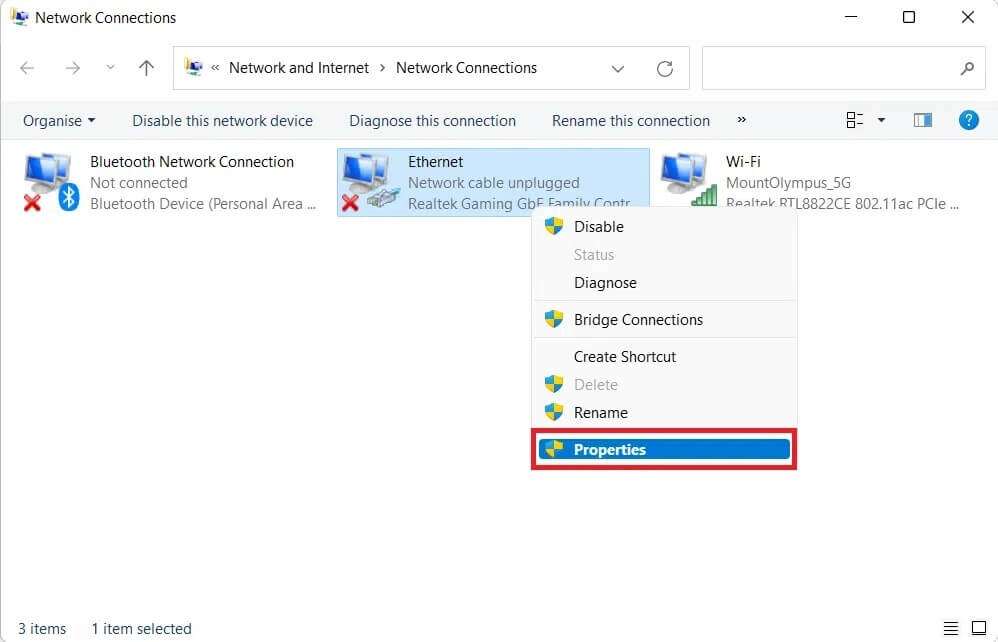 right-click-on-ethernet-network-connections-and-select-properties-option-998x642 كيفية تغيير خادم DNS على Windows 11