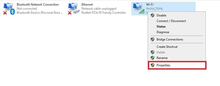 right-click-on-your-wi-fi-then-select-properties-864x340 إصلاح الكمبيوتر المحمول من HP غير متصل بشبكة Wi-Fi