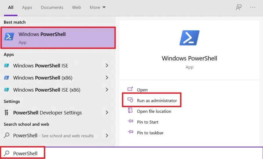 search-for-powershell-in-the-windows-search-box-n-907x550 كيفية تعطيل BitLocker في Windows 10