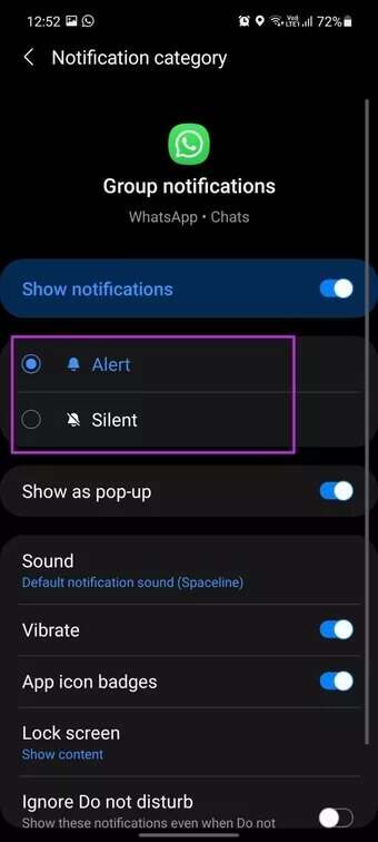 select-alert-in-notification-channel_7c4a12eb7455b3a1ce1ef1cadcf29289-340x756 أفضل 8 طرق لإصلاح صوت إشعارات WhatsApp