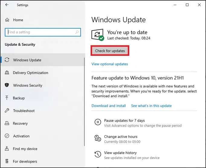 select-check-for-updates-from-the-right-panel-2-1-682x557 إصلاح شاشة الموت الصفراء على Windows 10