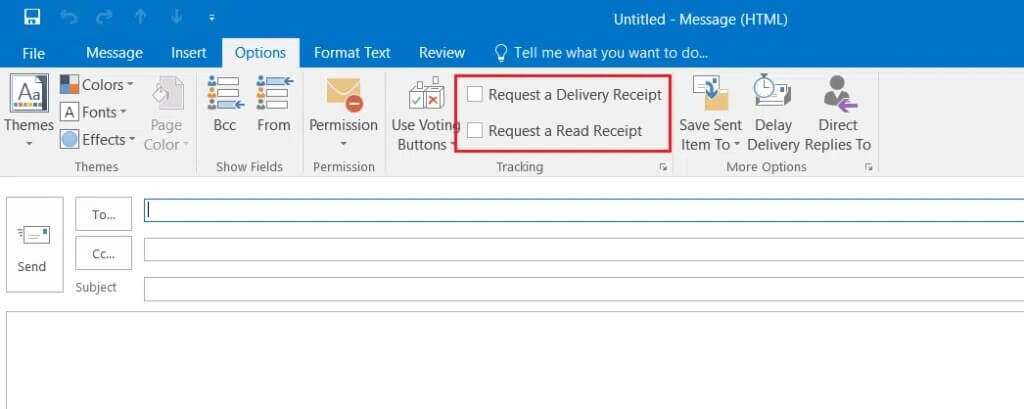 select-new-email-outlook-and-uncheck-Request-a-read-receipt-option-1-1024x409-1-1024x409 كيفية إيقاف تشغيل إيصال قراءة البريد الإلكتروني في Outlook