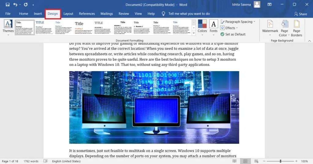 select-the-design-tab-1024x537-1-1024x537 كيفية إزالة العلامات المائية من مستندات Word