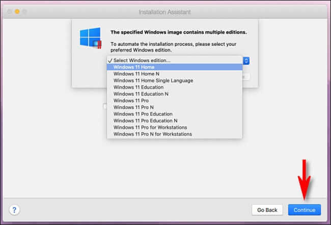 select_windows_edition-650x442 كيفية تشغيل Windows 11 على Intel أو M1 Mac