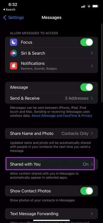 shared-with-you-section_7c4a12eb7455b3a1ce1ef1cadcf29289-340x736 ما هي ميزة Shared With You (المشتركة معك) على iPhone