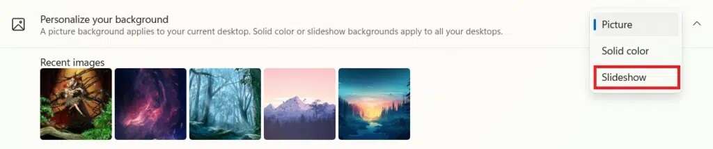slideshow-option-in-the-drop-down-list-for-persona-1024x214-1-1024x214 كيفية تغيير خلفية الشاشة على Windows 11