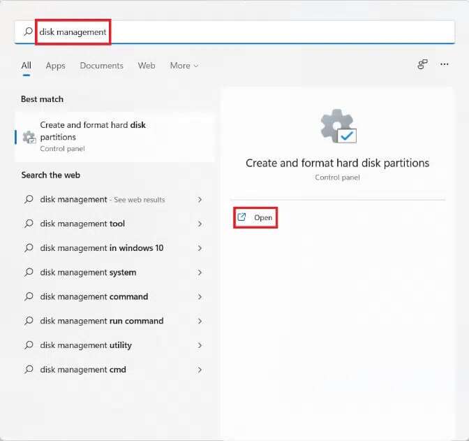 start-menu-search-results-for-disk-management-1-672x631 كيفية تقسيم محرك القرص الصلب في Windows 11