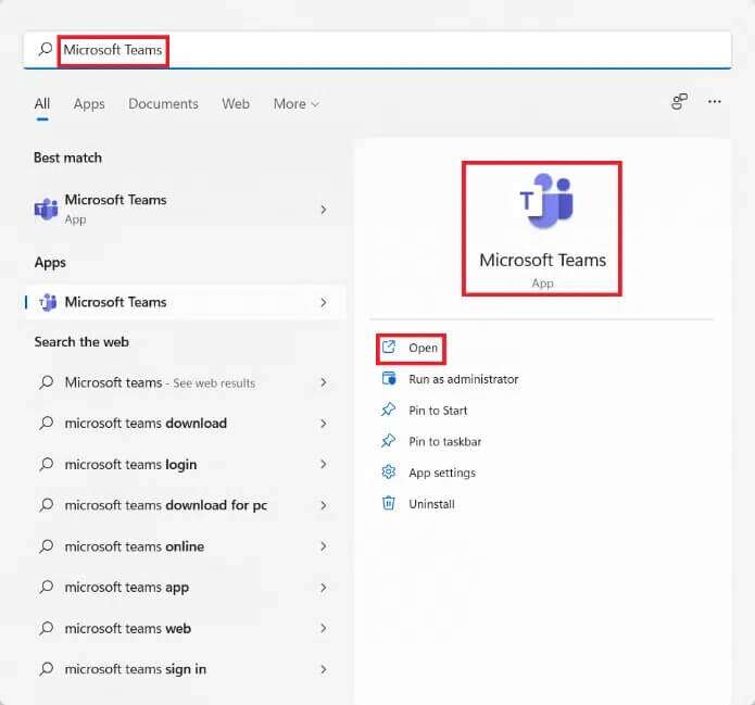start-menu-search-results-for-microsoft-teams-695x649 كيفية منع Microsoft Teams من الفتح تلقائيًا على Windows 11