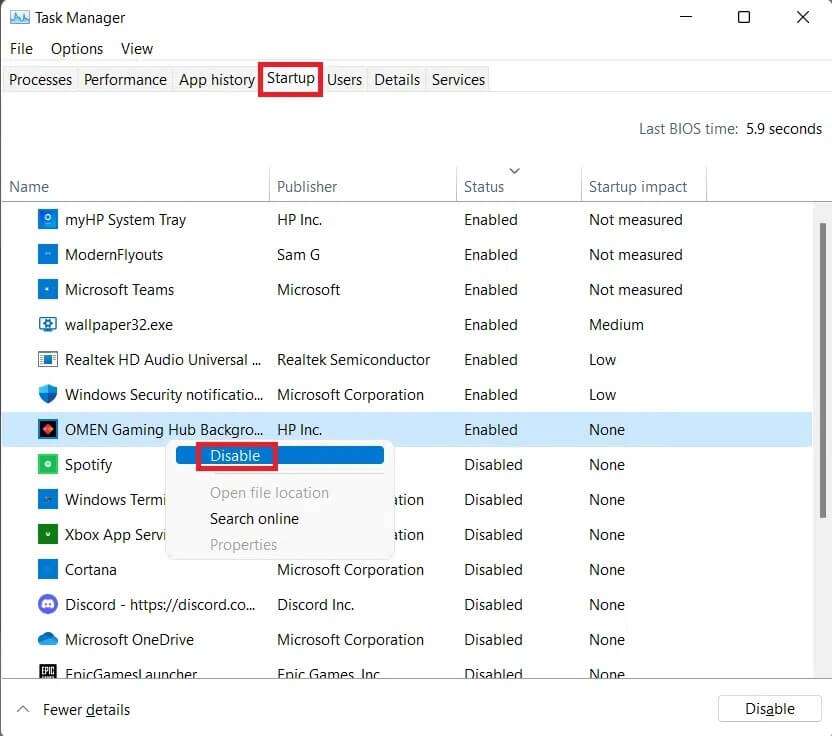startup-tab-in-task-manager-832x736 كيفية تعطيل برامج بدء التشغيل في Windows 11