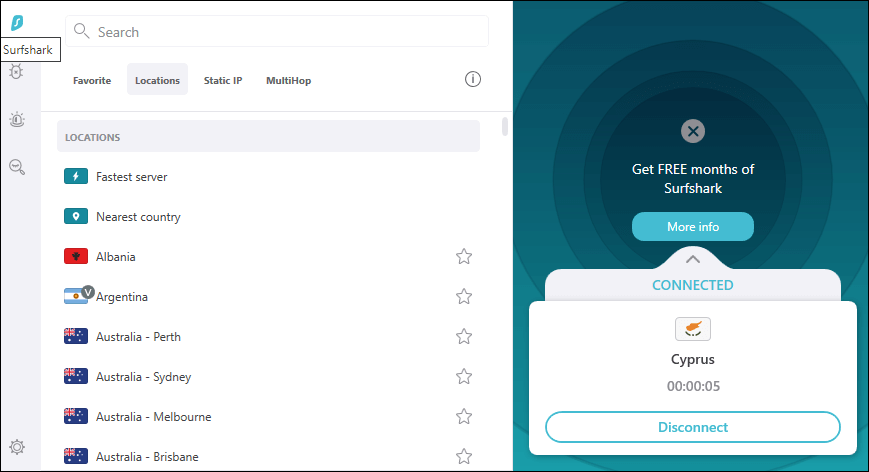 surfshark-interface Surfshark مقابل ExpressVPN: أيهما أفضل VPN؟