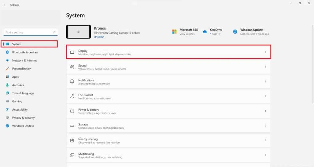 system-section-the-settings-app-1024x545-1-1024x545 كيفية إيقاف تشغيل السطوع التكيفي في Windows 11