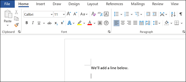 1-select-line-location كيفية إدراج سطر في Microsoft Word