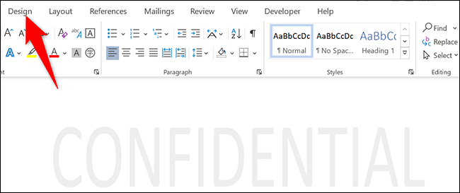 1-word-design-tab-1 كيفية إزالة علامة مائية في Microsoft Word