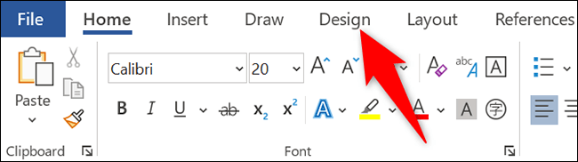 1-word-design-tab كيفية تغيير لون الصفحة في Microsoft Word