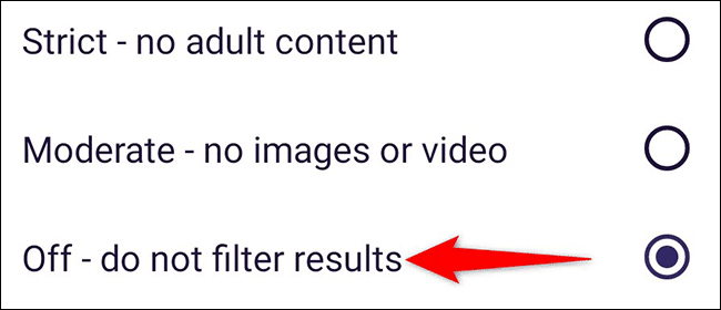19-yahoo-mobile-safesearch-off كيفية إيقاف تشغيل البحث الآمن على Google و Bing و Yahoo و DuckDuckGo