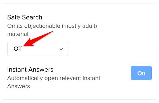 29-duckduckgo-mobile-safesearch-off كيفية إيقاف تشغيل البحث الآمن على Google و Bing و Yahoo و DuckDuckGo