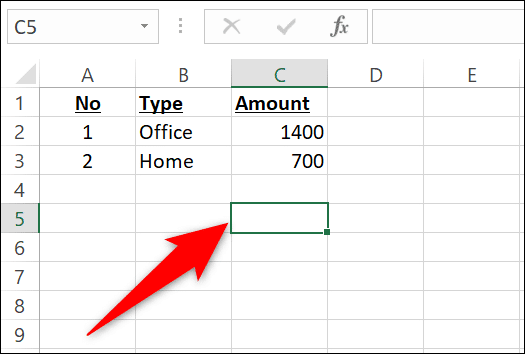 3-select-c5-cell كيفية إضافة أرقام في Microsoft Excel
