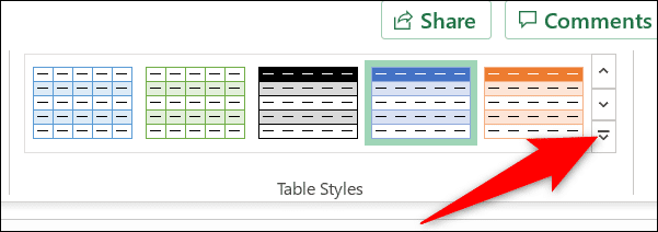 3-table-styles-more-menu كيفية إزالة تنسيق الجدول في Microsoft Excel