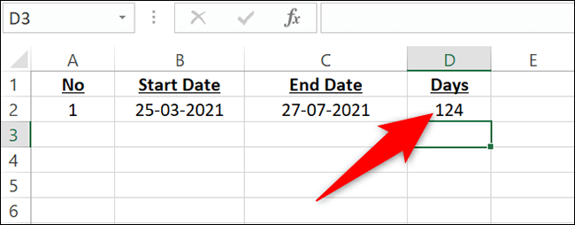 4-days-answer كيفية البحث عن عدد الأيام بين تاريخين في Microsoft Excel