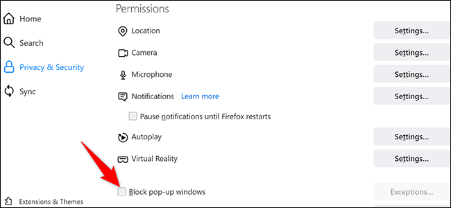 4-firefox-desktop-disable-pop-up-blocker-1 كيفية تعطيل أداة حظر النوافذ المنبثقة في Chrome و Firefox و Edge و Safari