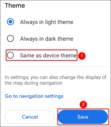 5-maps-device-theme كيفية تمكين الوضع المظلم في خرائط Google على Android