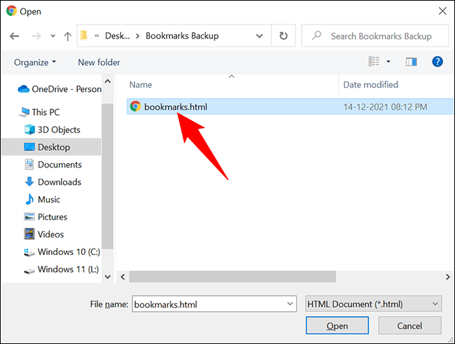 6-chrome-desktop-select-bookmarks-file كيفية استيراد الإشارات المرجعية إلى Google Chrome