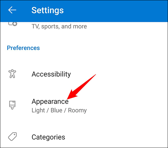 8-outlook-mobile-appearance كيفية تمكين الوضع الداكن في Microsoft Outlook