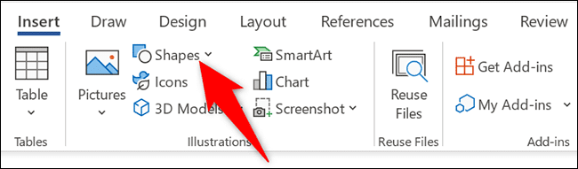 9-word-shapes كيفية إدراج سطر في Microsoft Word