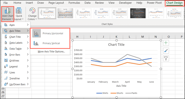 كيفية إضافة عناوين المحور في مخطط Microsoft Excel - %categories