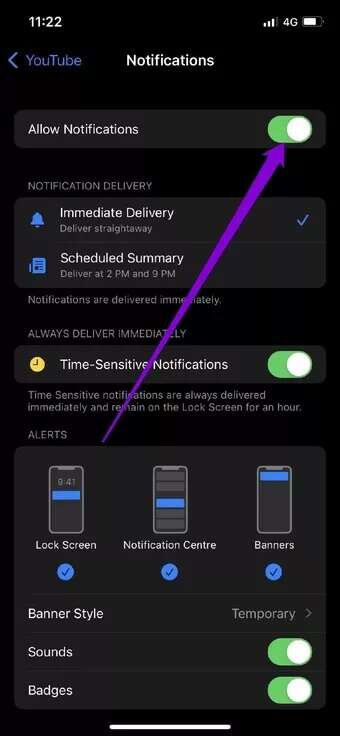 Allow-Notifications-from-YouTube-iPhone_7c4a12eb7455b3a1ce1ef1cadcf29289-340x736 أفضل 9 طرق لإصلاح عدم عمل الإشعارات على YouTube