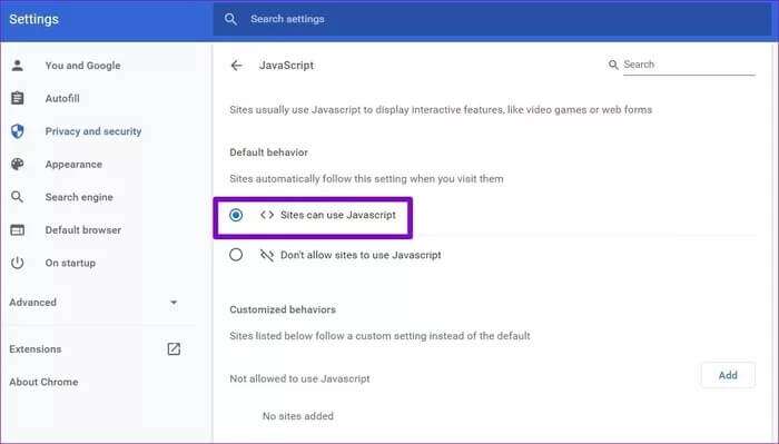 Allow-Sites-to-Use-JavaScript_935adec67b324b146ff212ec4c69054f-700x399 إصلاح عدم تحميل الصور في Chrome