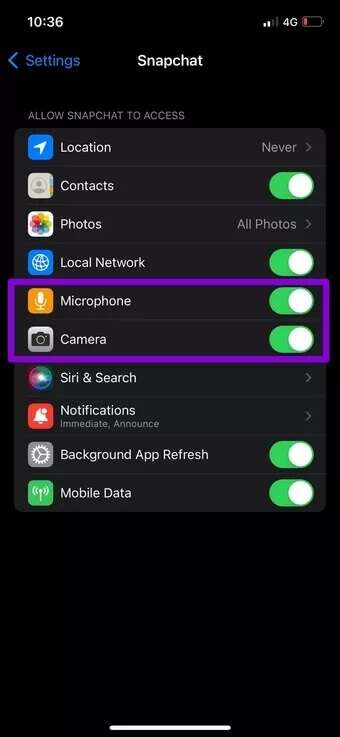 Allow-Snapchat-Permissions-on-iPhone_7c4a12eb7455b3a1ce1ef1cadcf29289-340x737 أفضل 7 طرق لإصلاح عدم عمل كاميرا Snapchat