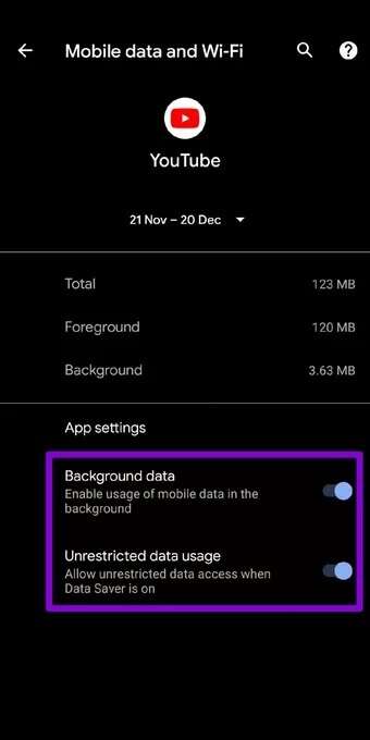 Allow-YouTube-Background-Data-Usage_7c4a12eb7455b3a1ce1ef1cadcf29289-340x680 أفضل 9 طرق لإصلاح تعطل البحث على YouTube