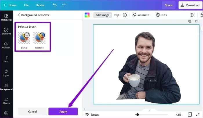 Apply-Changes-to-Image_935adec67b324b146ff212ec4c69054f-700x406 كيفية إزالة خلفية صورة واستبدالها في Canva